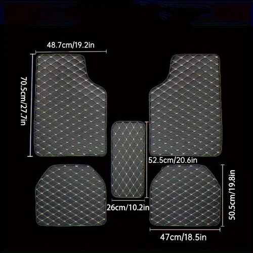 Imagen 2 del producto Alfombrillas de cuero Pu para coche, 5 uds., universales, impermeables, delanteras y traseras, juego completo de alfombras para coche, accesorios de alfombra de cuero para Interior