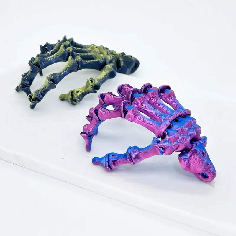 3D Printed Articulated Skeleton Hand Pendant Colorful Creative Halloween Fidget Stress Relief Decor Desk Ornament Gift