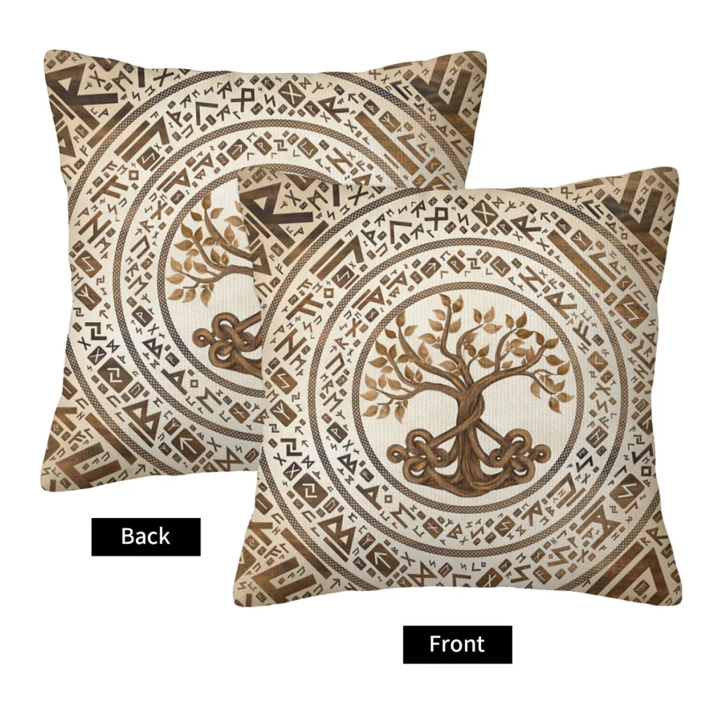 Celtic Knot Tree of Life Yggdrasil Throw Pillow Case Viking Backpack Cojines Covers DIY Printed Reusable Chair Decor