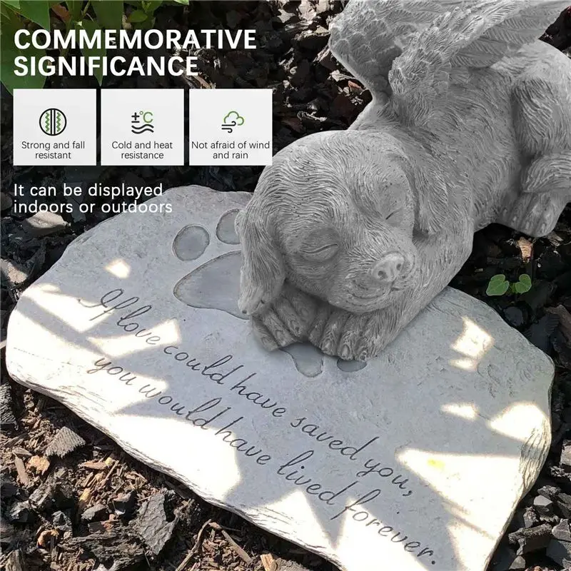 Statue sculptée commémorative pour animaux de compagnie, chien ange, FLYY, finition en résine et pierre
