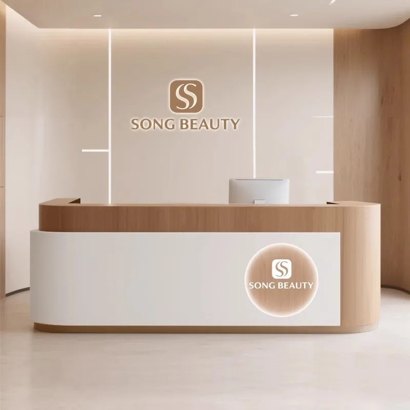 

Nordic Clothing Store Reception Desk Beauty Salon Podium Cream Style Front Desk Homestay Reception Desk Office Furniture