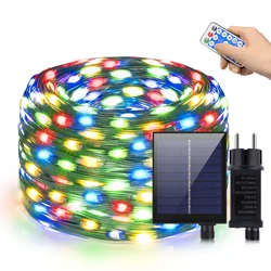 Quick Solar Rechargeable LED Green Wire String Light 110V 220V Waterproof Fairy Lights Outdoor Patio Garden Christmas Decoration