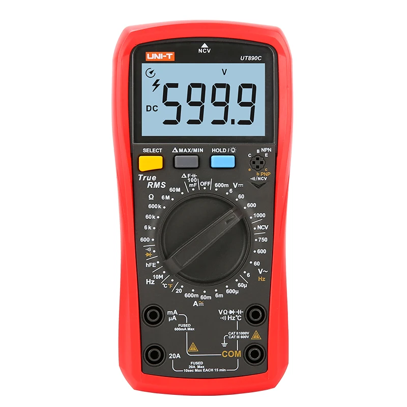 

UNI-T UT890C True RMS Digital Multimeter With C/F Temperature Capacitance Frequency Multi Meter Diode Tester