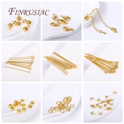 18K Gold Plated Lobster Clasp With Extension Chain,Ball Head Pin,Crimp Beads,Bead Tips,Jump Ring Supplies For Jewelry Wholesale