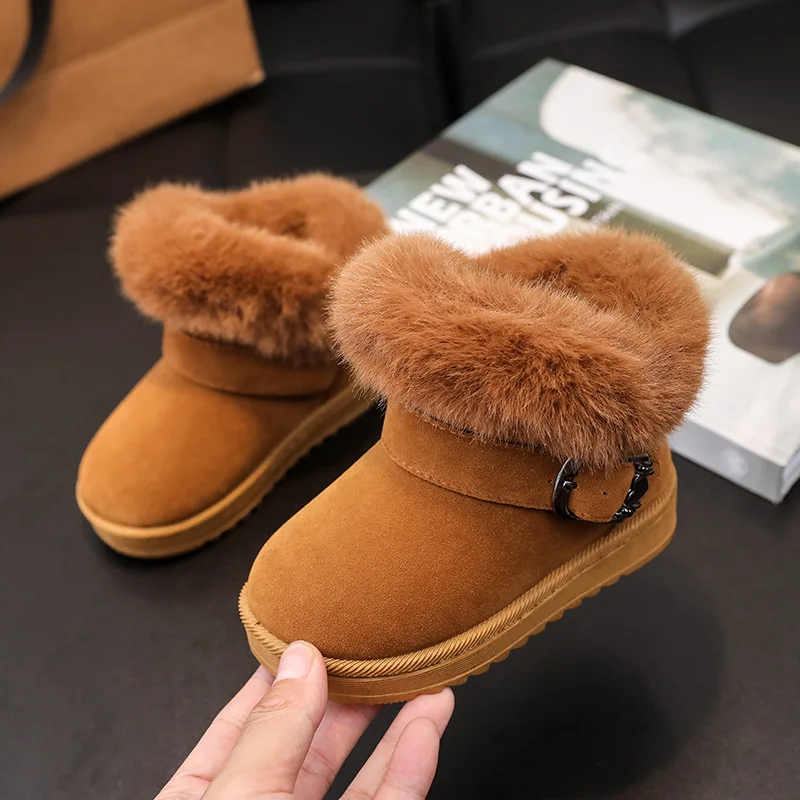 

Cute Cartoon Winter Boots For Children Boy's Girl's Plush Boots Thick Warm Velvet Faux Fur Snow Boots For Toddler Kid's Boots