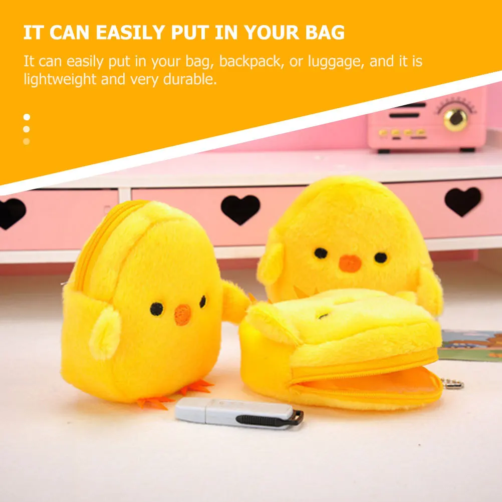 6 個のチキン小銭入れかわいいひよこの形をした小さな財布コインキーイヤホン用軽量ポータブルイースターギフトアイデア