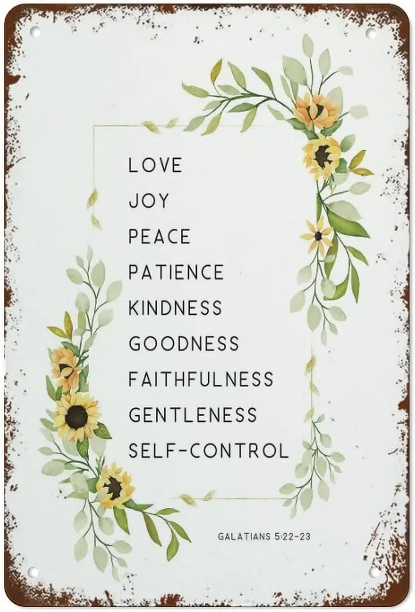 Fruit of The Spirit Bible Verse Metal Wall Art, Metal Signs for Decor Vintage Wall Decor, Vintage Tin Sign Posters Coffee F sign