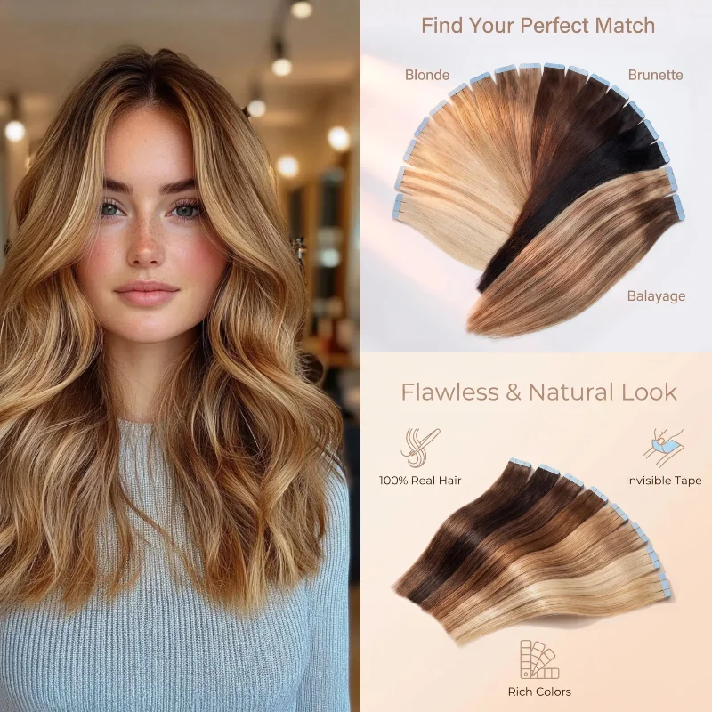 human-remy-hair-tape-in-hairpiece-20pcs-12inch-613-99j-25g-for-thicker-look-everyday-reusable-wholesale