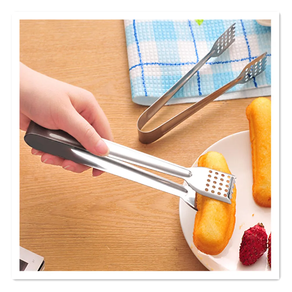 Stainless steel food clip lengthened Baking bread clip steak clip BBQ clip thickened 7 inches, 9 inches