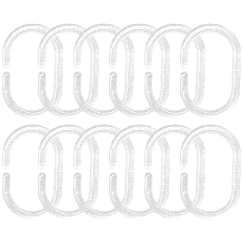 

12 Pcs Clear Shower Curtain Hooks Transparent Bath Hooks Lightweight Flexible Non Slip Dressing Room Curtains Easy Install