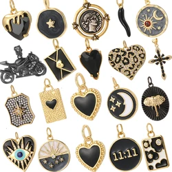 Gothic Cross Heart Charms for Jewelry Making Supplies Golden Tarot Card Charm Dijes Diy Woman Earrings Necklace Braclet Pendant
