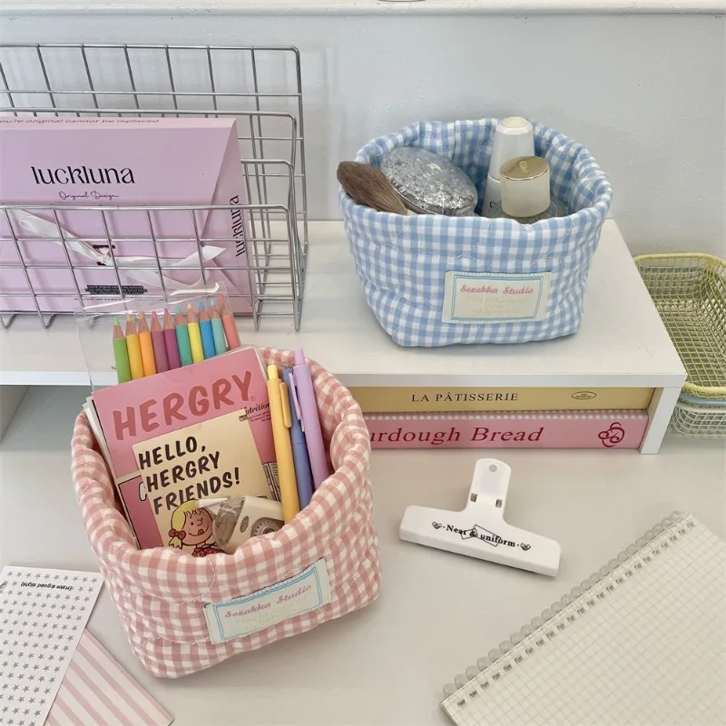 Small Grid Desk Organizer Basket Soft Touch for Makeup Office Supplies Home&Office Storage Best Hot Selling Multi-Functional Use