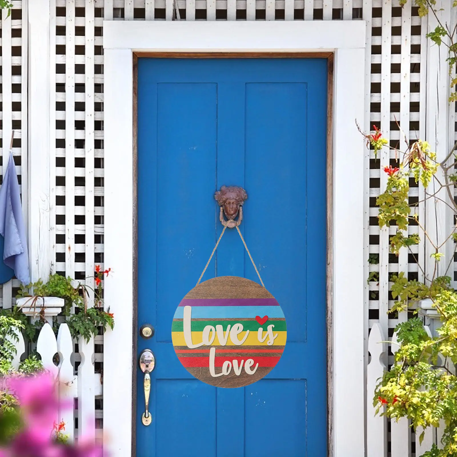 Pride Month Rainbow Front Door Sign Doorplate Wall Hanging Decor Create Pride Garden Cafe Bar Club Party