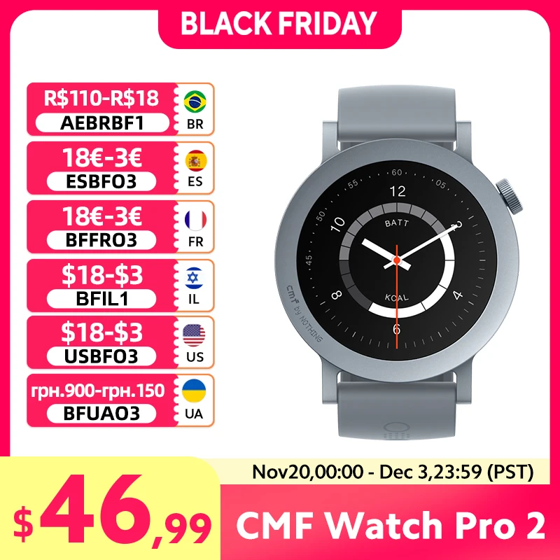 Глобальная версия Nothing CMF Smart Watch Pro 2 Bluetooth-вызовы 1,32 дюйма AMOLED 100 + лицевые панели часов AI с шумоподавлением мультисистема GPS Глобальная версия Nothing CMF Smart Watch Pro 2 Bluetooth-вызовы 1,32 дюйма AMOLED 100 + лицевые панели часов AI с шумоподавлением мультисистема GPS