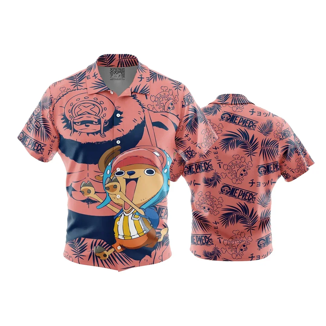 Men's One Piece Hawaiian Shirt Roronoa Zoro Luffy Print Short Sleeve Tropical Aloha Holiday Casual Anime Kids Clothes Shirt Tops