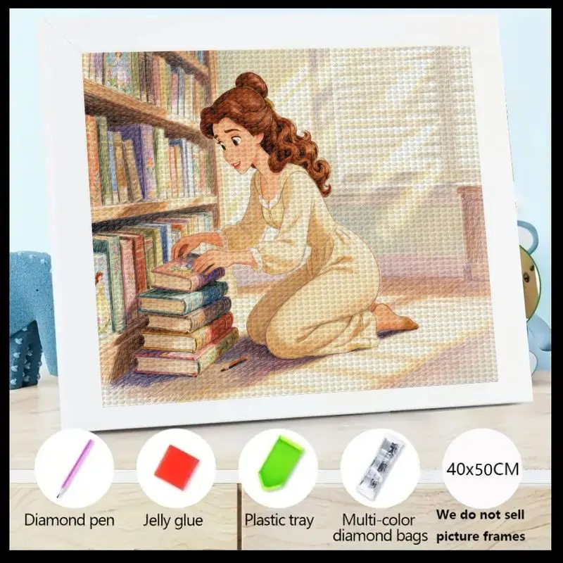 

1 шт. 5D алмазная живопись книгильной красоты в уютной библиотечной сцены DIY Crystal Art Kit для взрослых, полный с алмазной ручкой, Jel