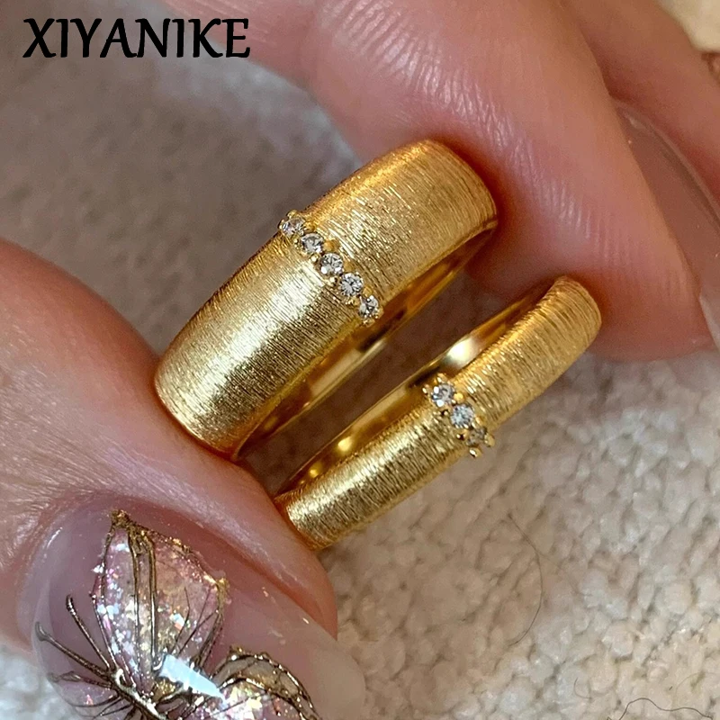 XIYANIKE Summer Shiny Zircon Brushed Cuff Finger Rings For Women Girl Korean Fashion New Jewelry Lady Gift Party anillos mujer