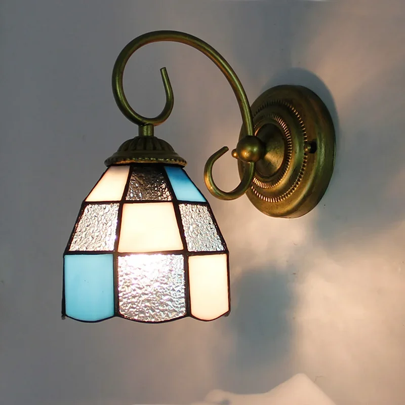 Turkish Style Mediterranean Sea Bracket Light Stained Glass Rustic Sconces Bedroom Aisle Bathroom Mirror Front Wall Lamp