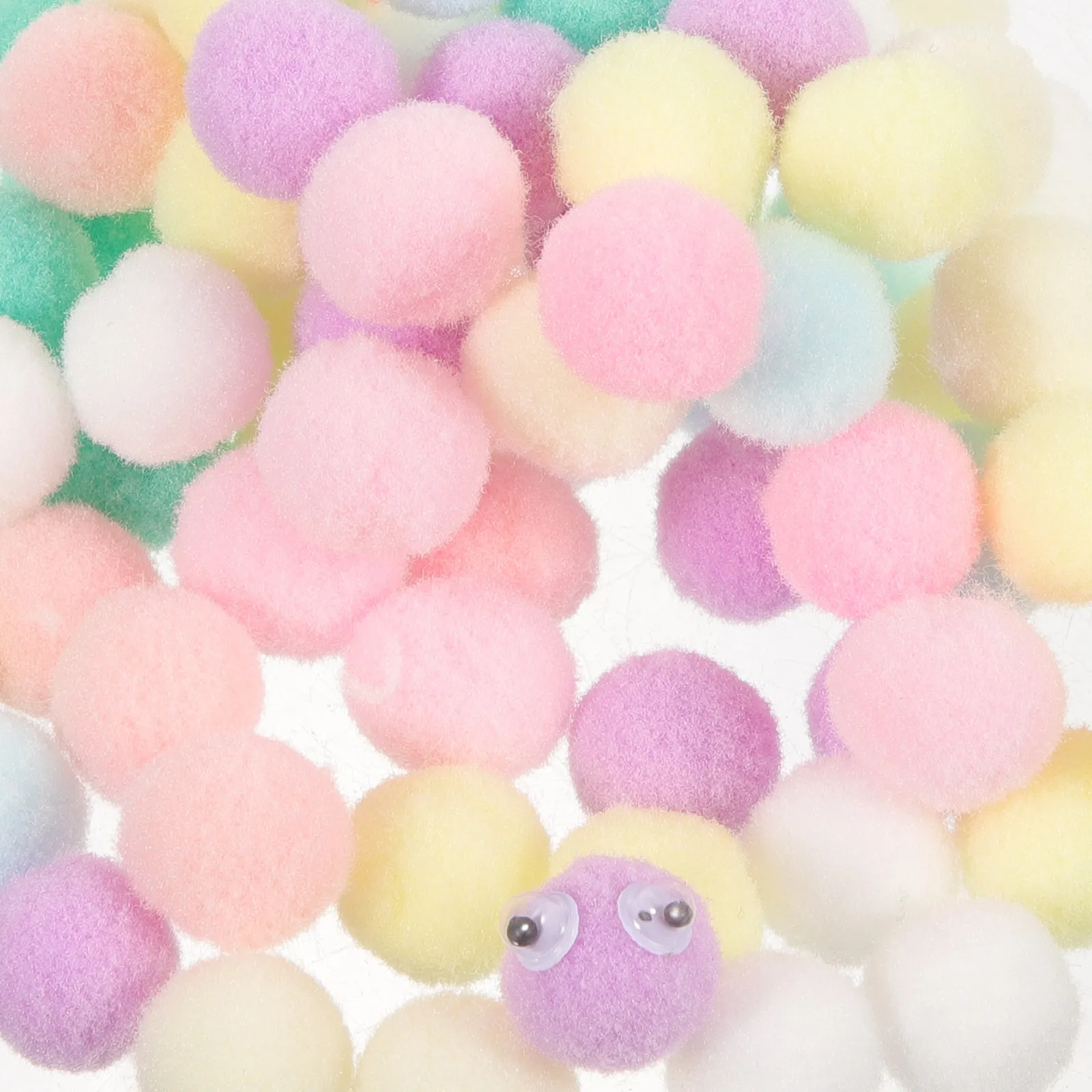 Pompom Balls with Wiggle Eyes, Nylon Yarn DIY Craft Supplies for Clothes, Hats, Bags & Art Projects – 1 Set