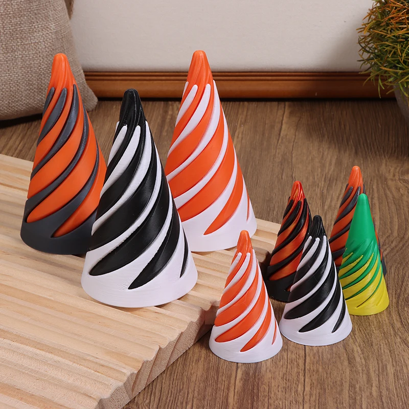 Pyramid Helix Screw Fidget Toy 3D Printed Spiral Cone Decompression Decorative Ornaments Impossible Passthrough Sculpture