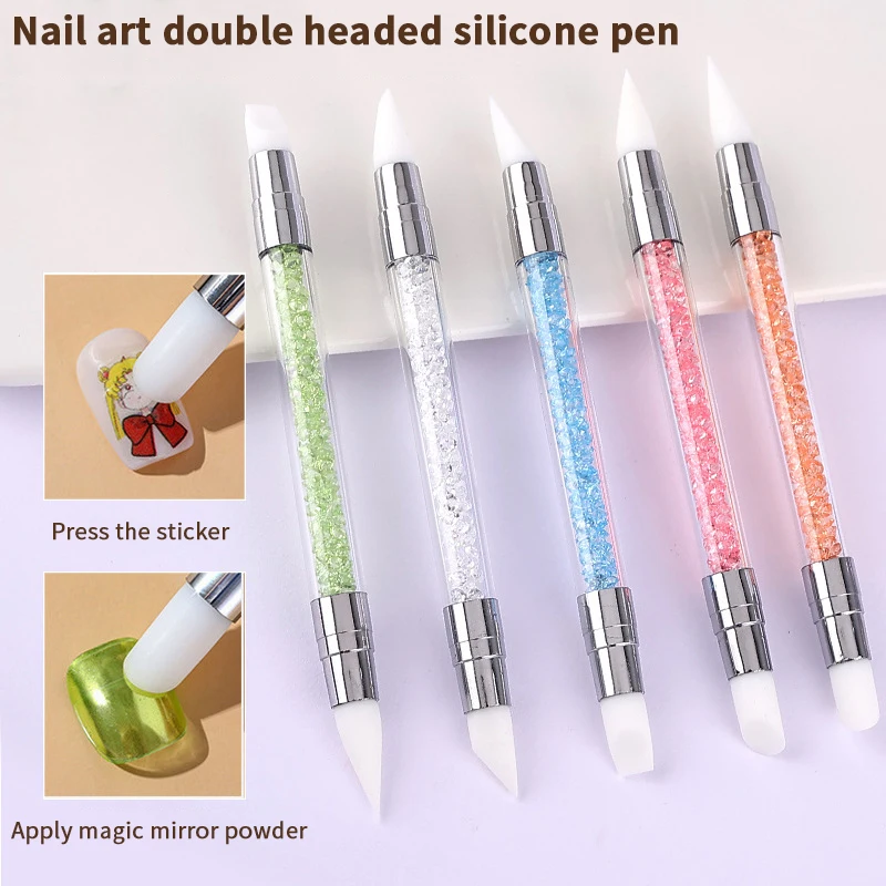 

5PCS Nail Art Pen Double Head Silicone Flower Sculpting Pen Adjustable Glue Stick Embossing Pen Nail Art Brush Every Home Tool