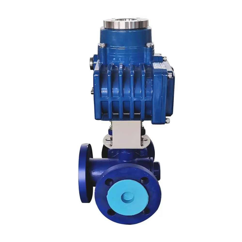 Standard Electric Actuator Three Way Ball Valve Flange , Electric Butterfly Control Valve 0~90 ° Rotation Control Valve Water