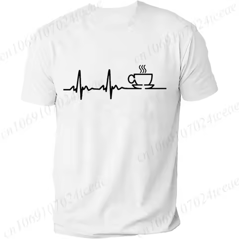 COFFEE ECG EKG MENS T-SHIRT LOVER GREAT FUNNY GIFT IDEA PRESENT CAFFEINE MEME Summer Men's Tee Top Men's Street Casual Clothing