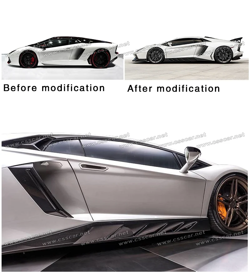 

2Pcs Car Side Skirt Extension Plate Kit For Lamborghini LP700 Aventador 100% Carbon Fiber Side Skirts Part Car Accessories