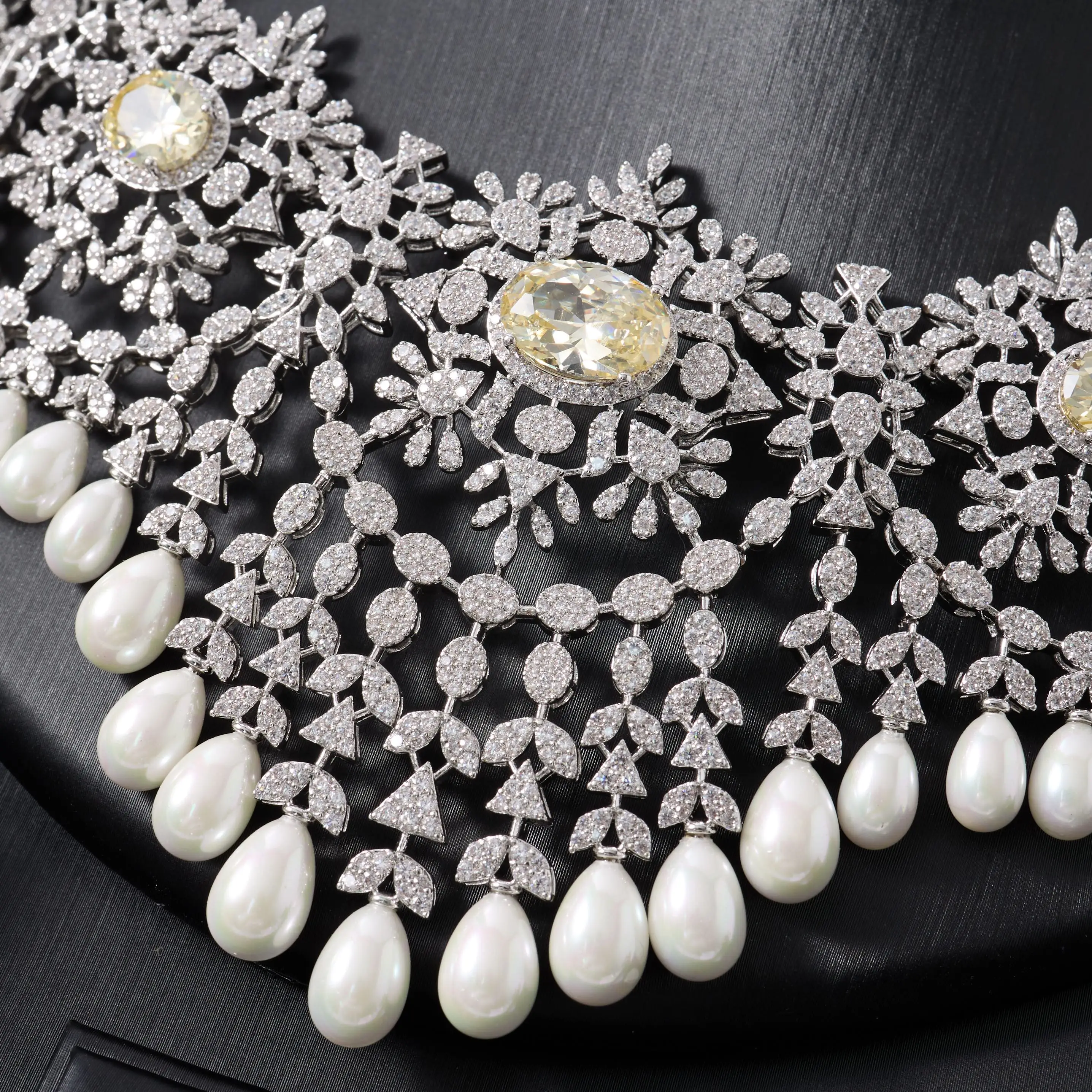 IN JEWELIF Pearls Color Zirconia Necklace Jewelry Sets Memorial Day Party Elegant Women Wed Woman Jewelri Set Accessories