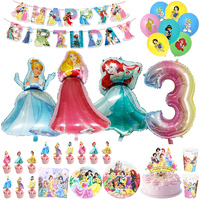 Disney Princess Birthday Party Decoration Latex Aluminum Film Balloon Toy Gift Napkin Backdrop Plate Free Combination Tablecloth