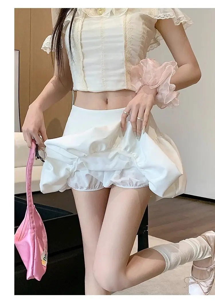 Summer high waist slimming hot girl A-line fluffy lantern skirt women