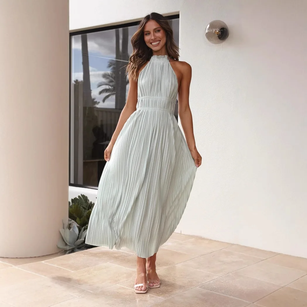 New AliExpress Summer European and American Fashion Comfortable Sleeveless Long Dress 035