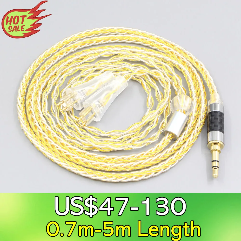 LN007313 8 Core OCC Silver Gold Plated Braided Earphone Cable For FOSTEX TH900 TH1000RP TH1100RP TH-909 TR-X00 TH-600 MK2