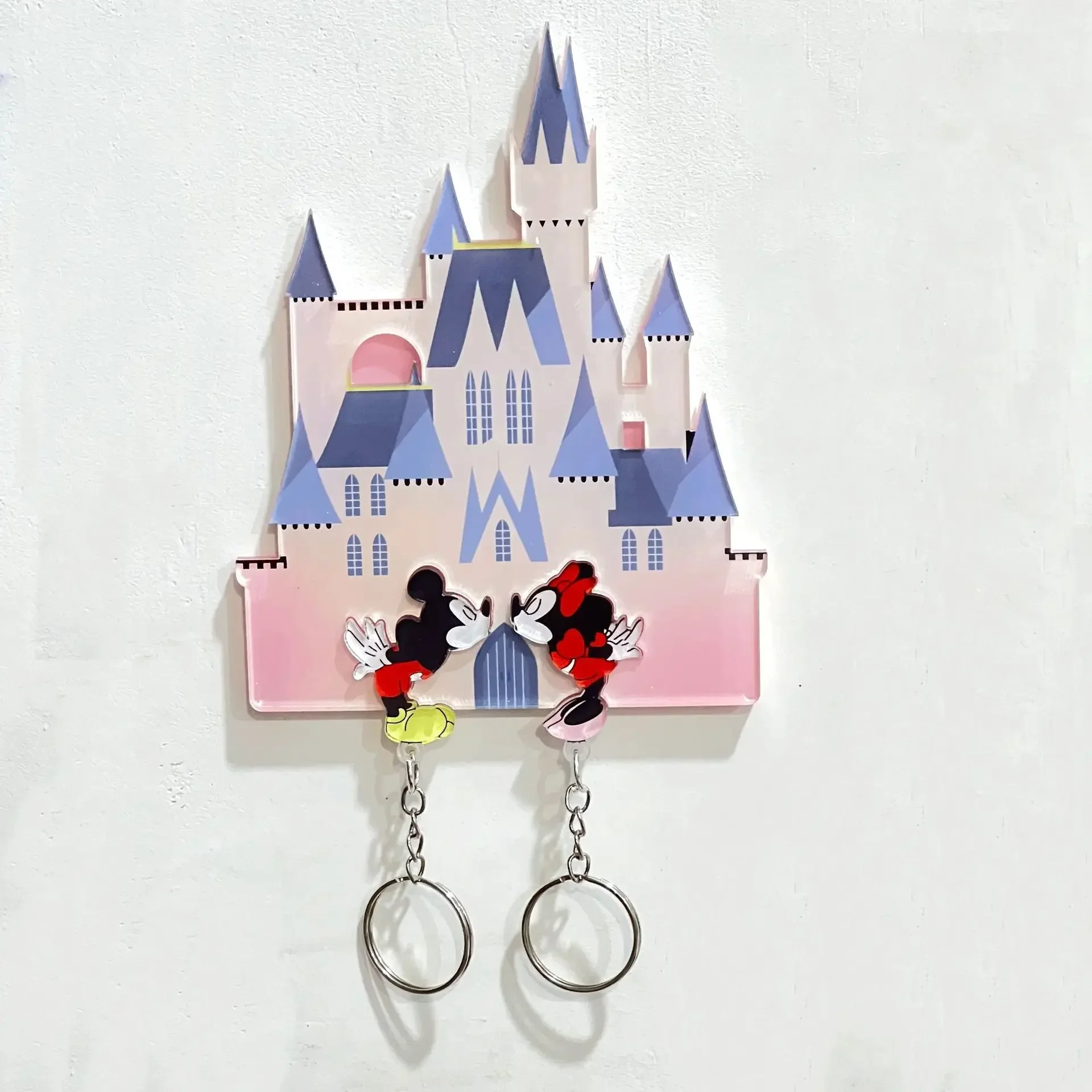 Disney Mickey Mouse Keychain Holder Cartoon Acrylic Refrigerator  Entry Door Decoration Key Pendant Key Loss Prevention Hanger