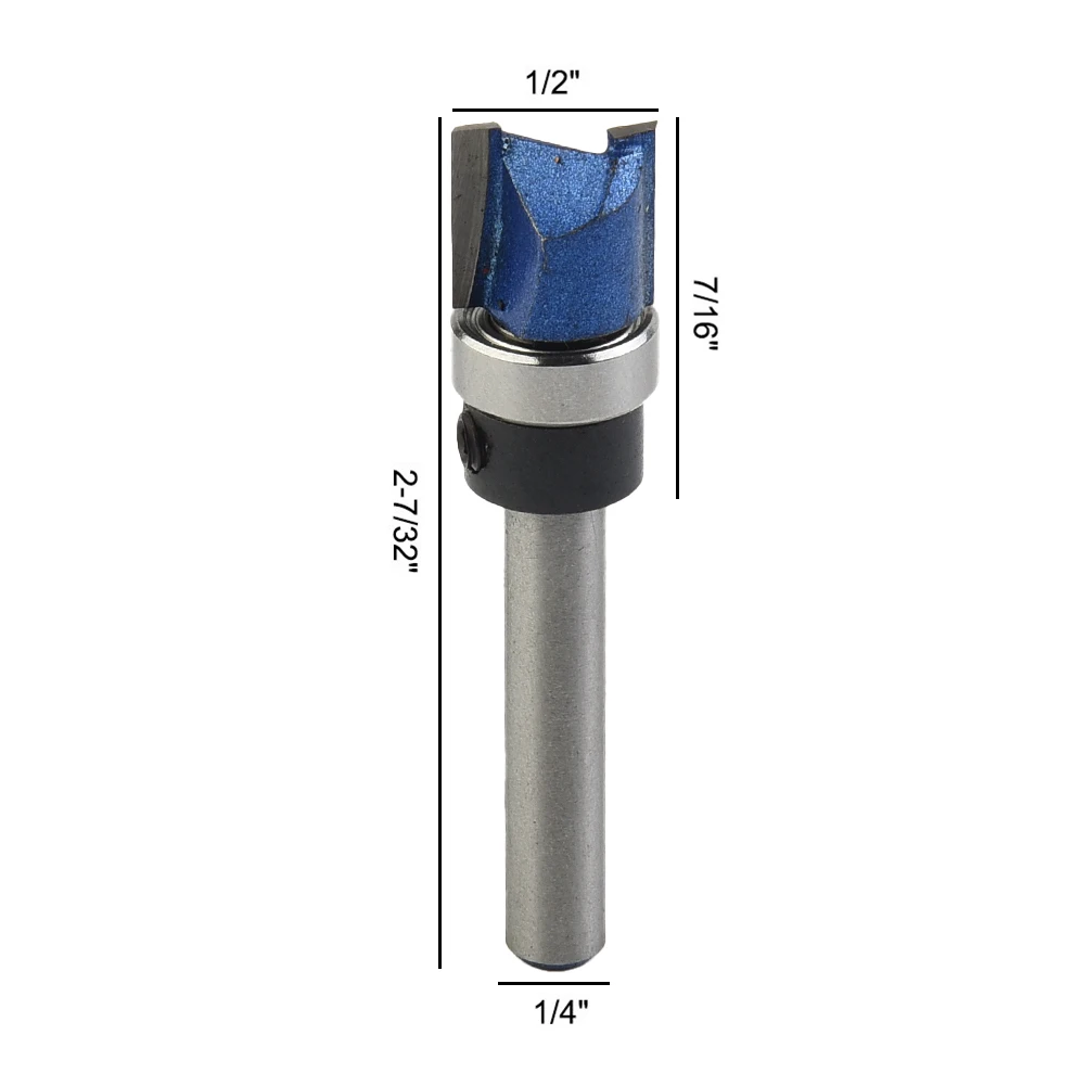 Flush Trim Router Bit 1/4inch Shank for acrylic Blue Carbide Hardwood Industrial Particleboard Router Bits  Flush