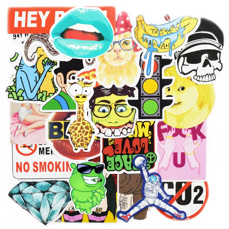 50 Pcs Diy Stickers Mixed Random Funny Sticker for Cars Motorcycle Bicycle Laptop Phone Skateboard Luggage Waterproof Sticker