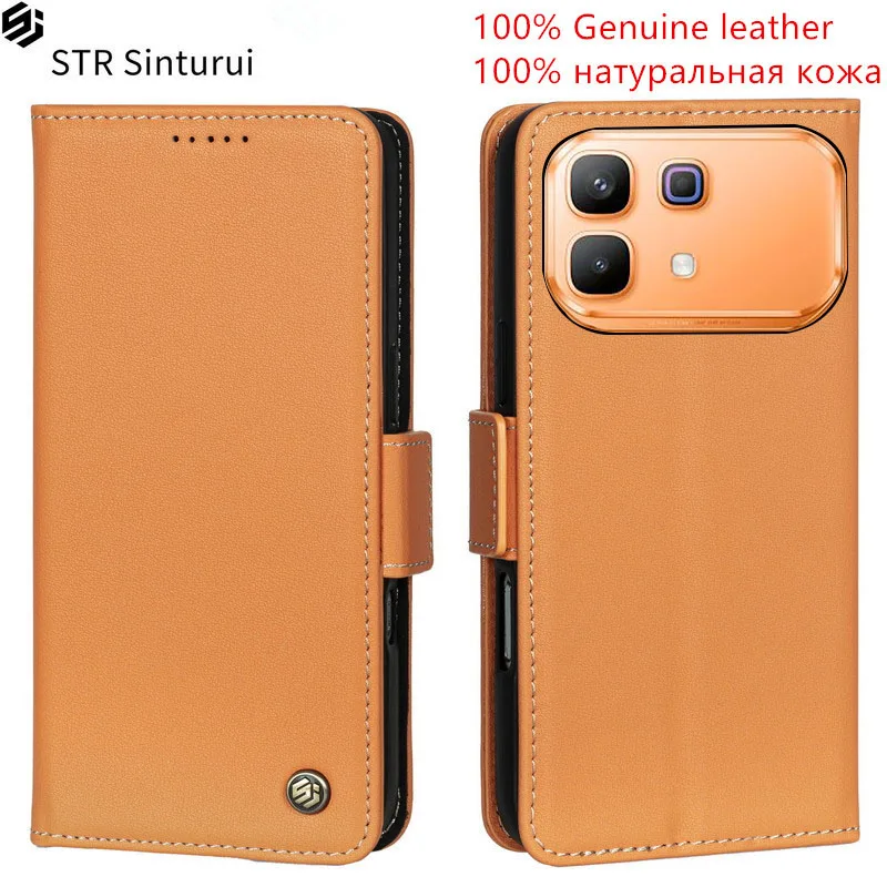 

STR Genuine Nappa grain leather card Slot Wallet Cover For Infinix Note 60 Pro Edge 50s 50x Pro+ 50 4G shockproof phone Case