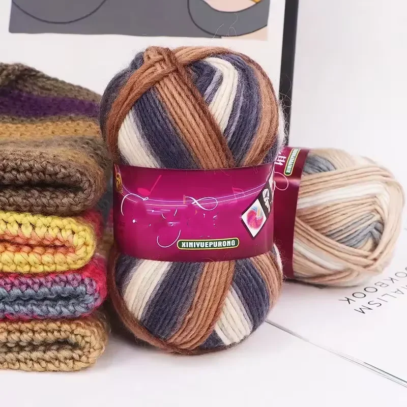 100g Colorful Dyed Australian Wool Yarn Medium Thick Soft Skin Friendly Hand Woven DIY Sweater Scarf Hat Blanket Carpet Cushion