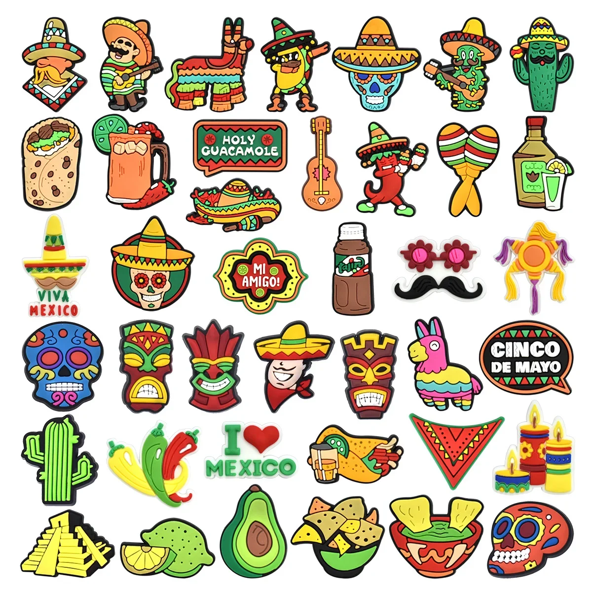 Mexico Series shoe buckles charms accessories decorations for clog sneaker wristbands tumbler party unisex kids