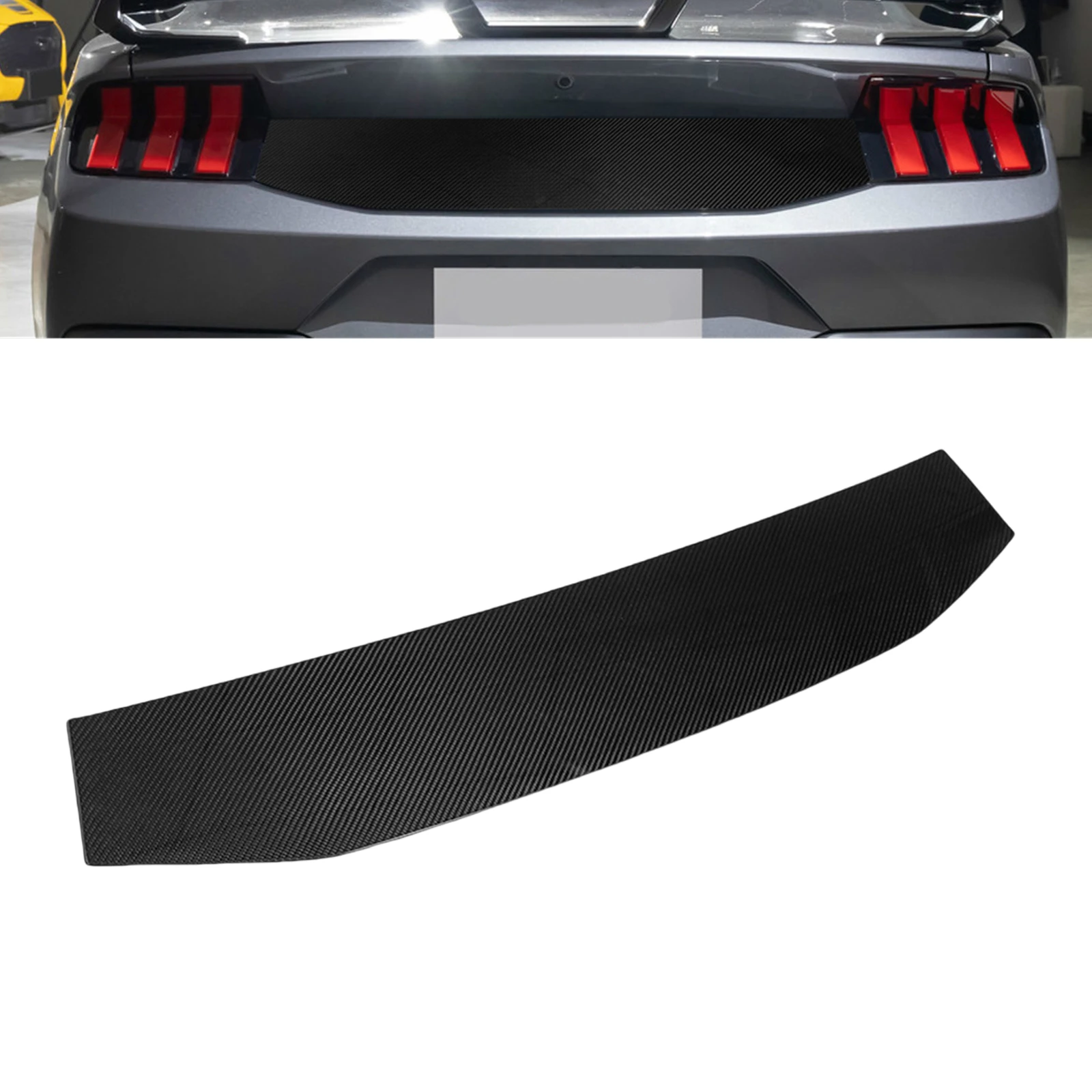 

Rear Trunk Lid Decklid Trim For Ford Mustang 2024-2025 Dry Carbon Fiber Tail Tailgate Panel Cover Molding Overlay