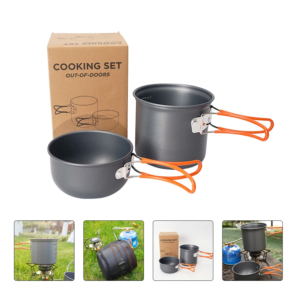 

Portable Pot Kit Camping Cookware Aluminum Alloy Durable Smooth Surface Outdoor Cooking Equipment Hiking Backpacking