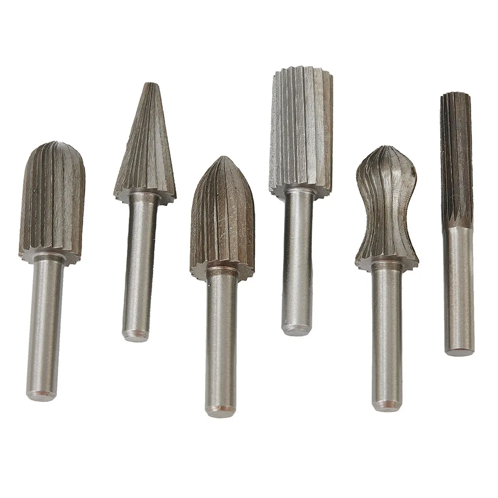 6-piece Set Burrs Tungsten Carbide Burrs Carbide End Mills 6mm Turning Cutters For Fine Carving Resin Porcelain Soft Metal Stone