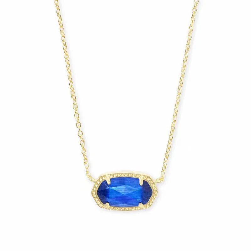 

Ins Simple Oval Blue Opal Pendant Necklace Neck Chain Collarbone Chain