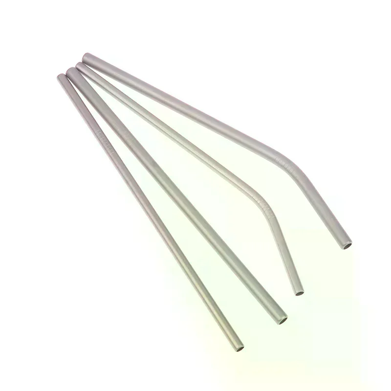 Reusable Pure Titanium Straight/Bend Straws Sandblasted With Cleaning Brush For Medicine Milk Tea Beverages