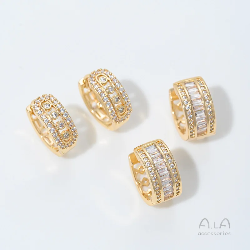 14K Gold Ring Ear Buckle Korean Light Luxury High-end Design Flash Earrings Women's Personality Fashion Temperament Earrings