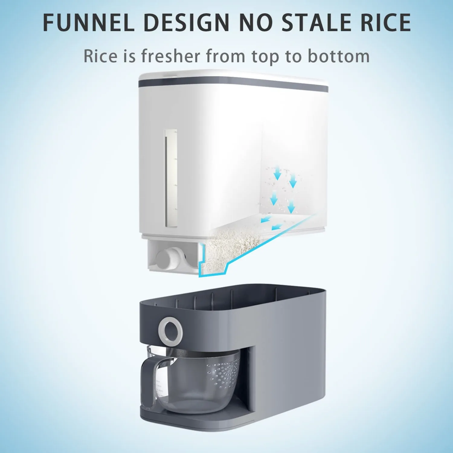 Rice Dispenser Grain Container Storage with Lid Measuring Cylinder Moisture Proof Household Dispenser for Cereal Soybean Corn