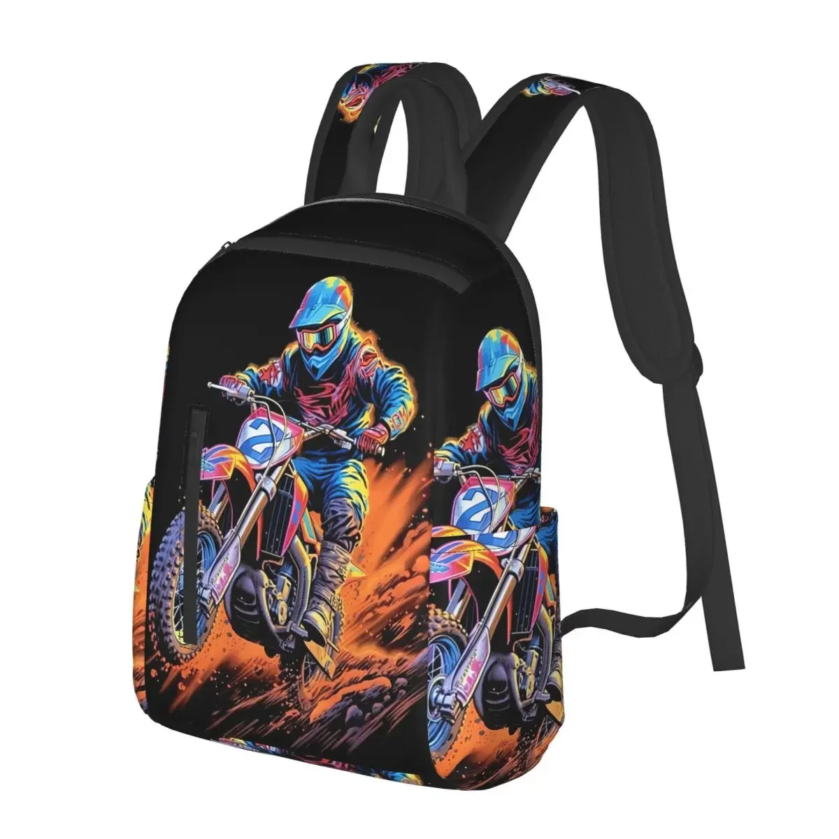 

Motocross Dirt Bike In Action Student Backpack School Bag Hiking Travel Daypack for Boys Girls Fashion Bookbag Shoulder Bags