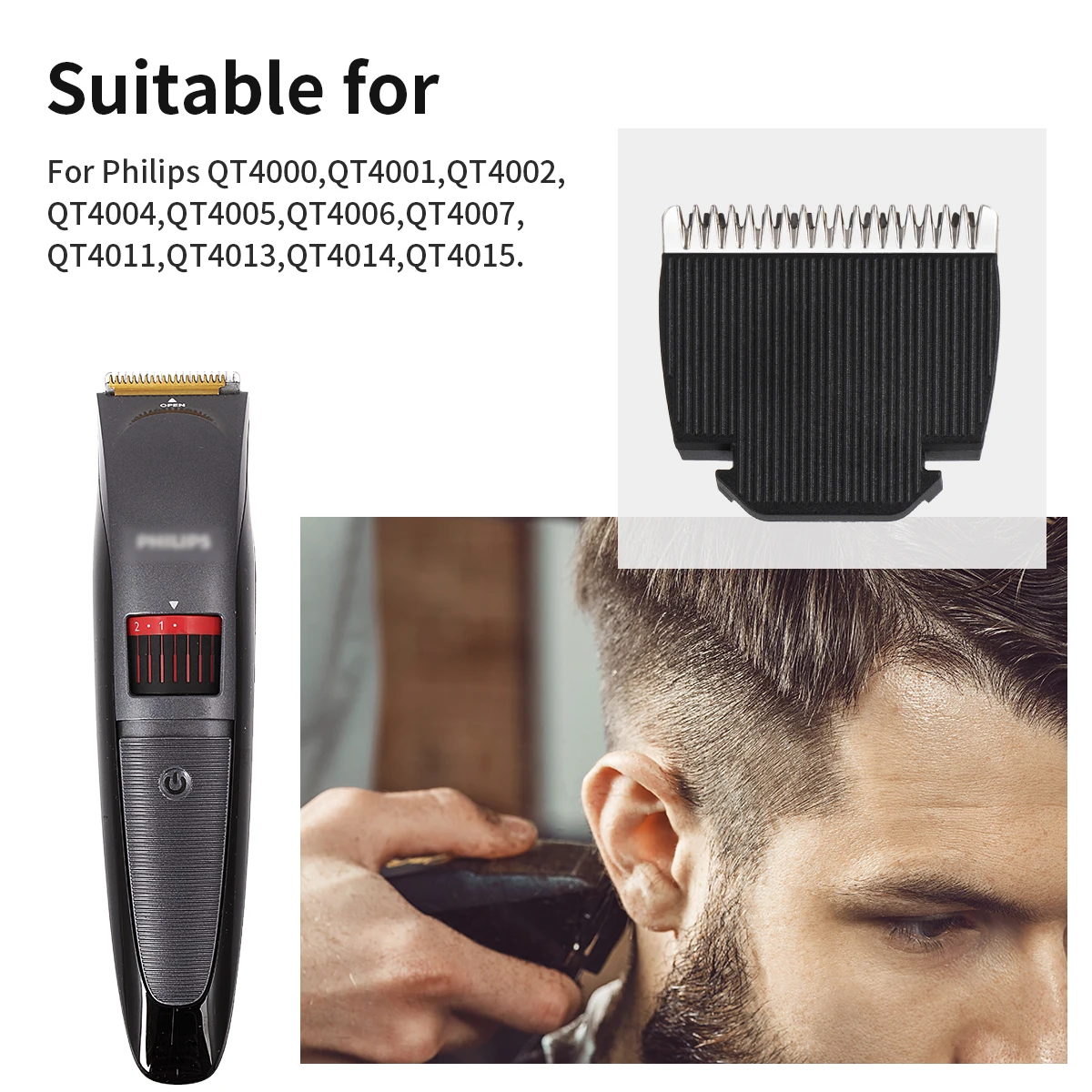 Replacement Blade & Guide Comb for Philips BT405 QT3300 QT3310 QT3900 QT4000 Series Hair Trimmer Shaver Accessory
