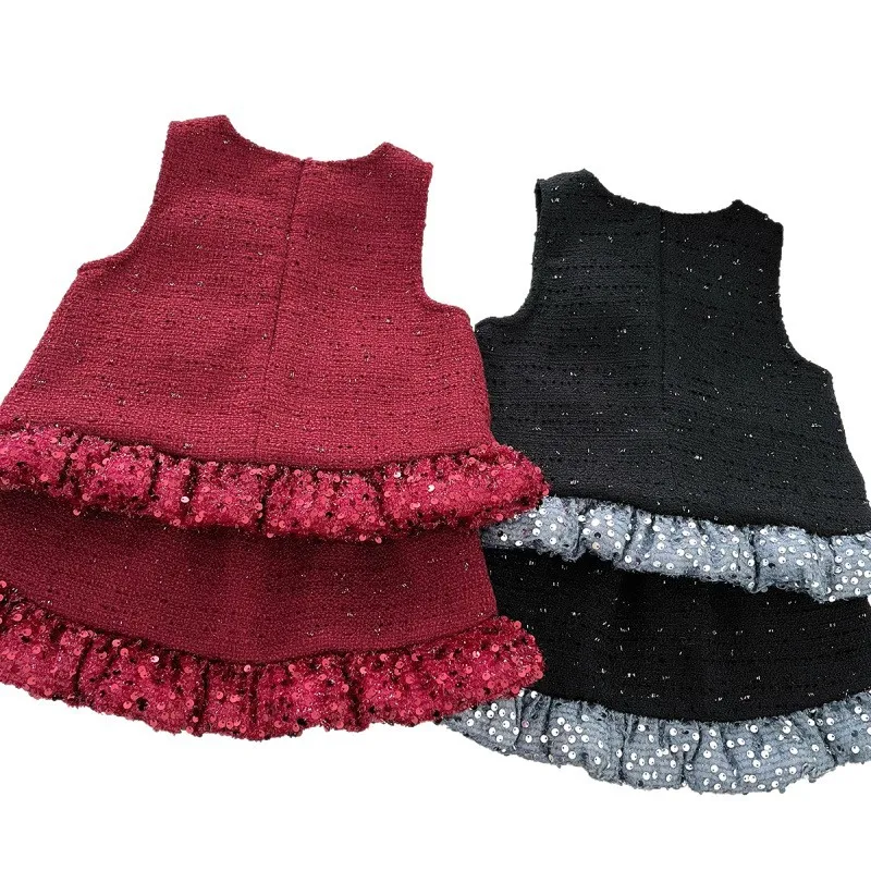 Children's Outfit Skirt New Winter Girl Baby Vest Dress Fleece Short Skirt Sweet Refreshing Two-Piece Set