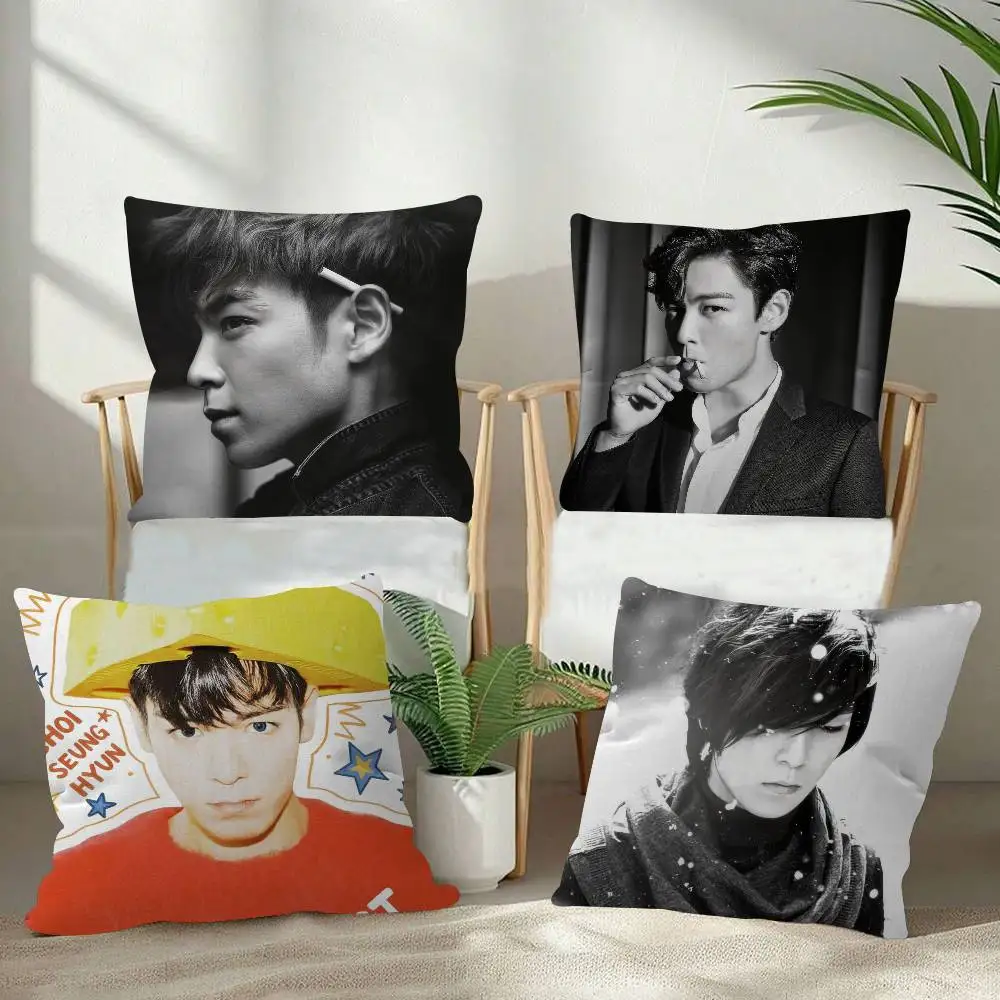 T-Top Singer Choi Seung-hyun Double-sided Printed pillow cover Short plush Suitable living rooms bedrooms throw cushion cover